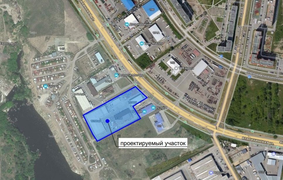 Расположение здания склада на ул. ул. Власихинская, 139в