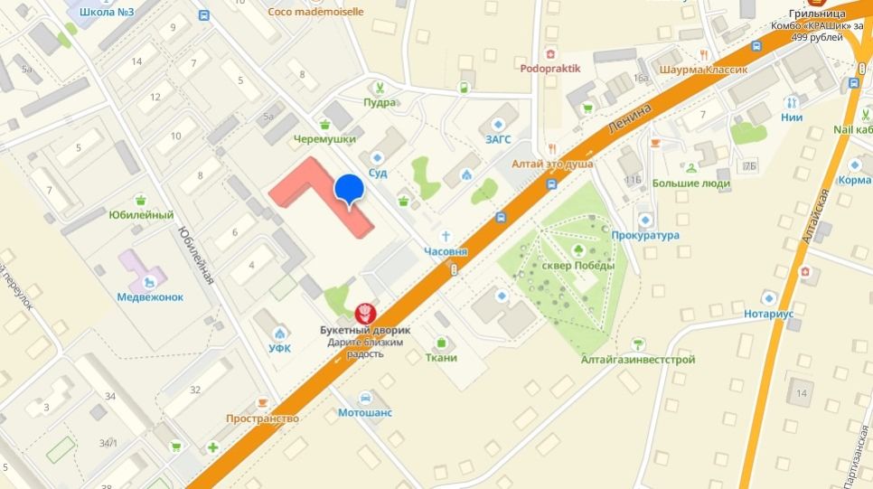 Расположение ЖК на ул. Мира, 1 в Майме