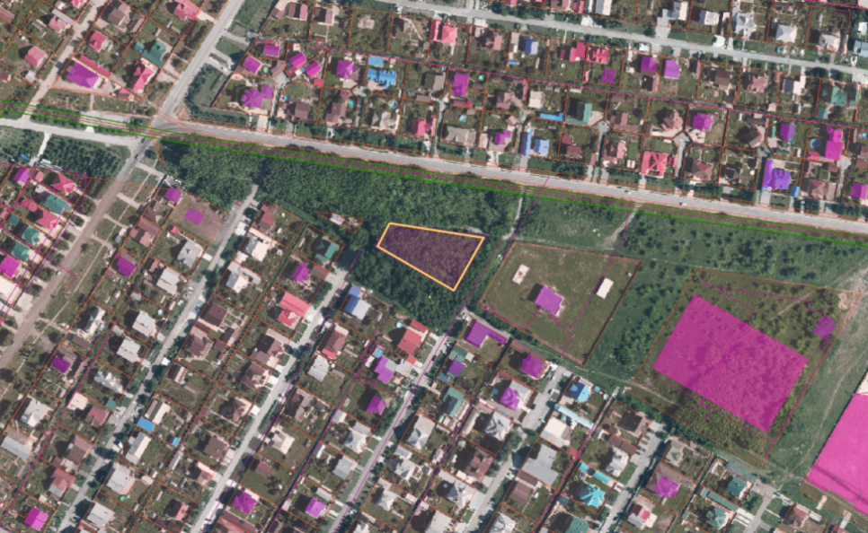 Участок под застройку (выделен желтым цветом)